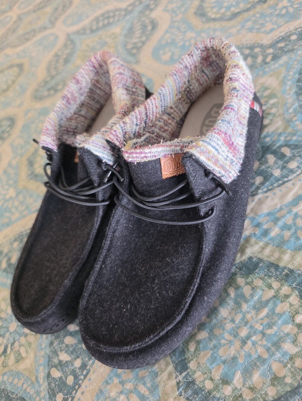 Hey Dude Wendy Fold Baja Womens 9 Black Multi Color Knit-Cuff - Picture 7 of 11